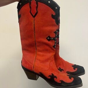 Red & Black Cross Boots